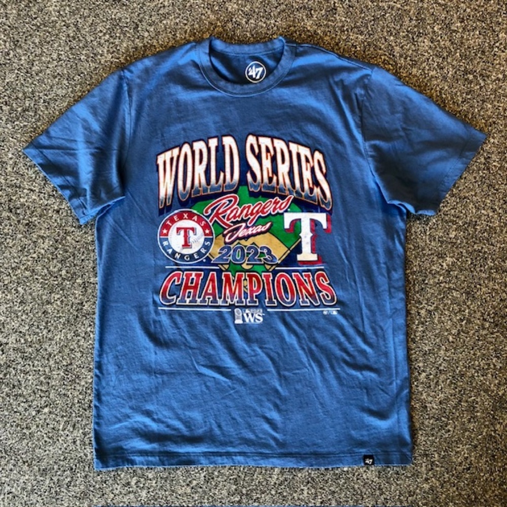 Women's 47 Blue Texas Rangers world series cotton short sleeve T-shirt size S/p